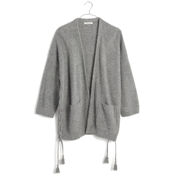 Madewell‎ Gray Cotton Side Lace Open Cardigan Sweater - Picture 13 of 14